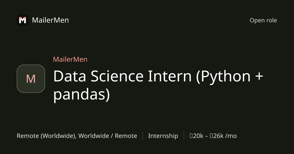 Data Science Intern (Python + pandas) at MailerMen | MailerMen