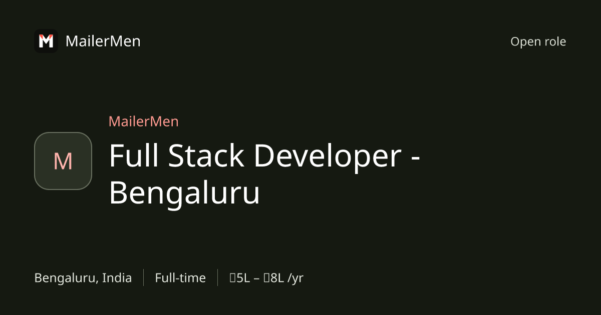 Full Stack Developer - Bengaluru at MailerMen | MailerMen