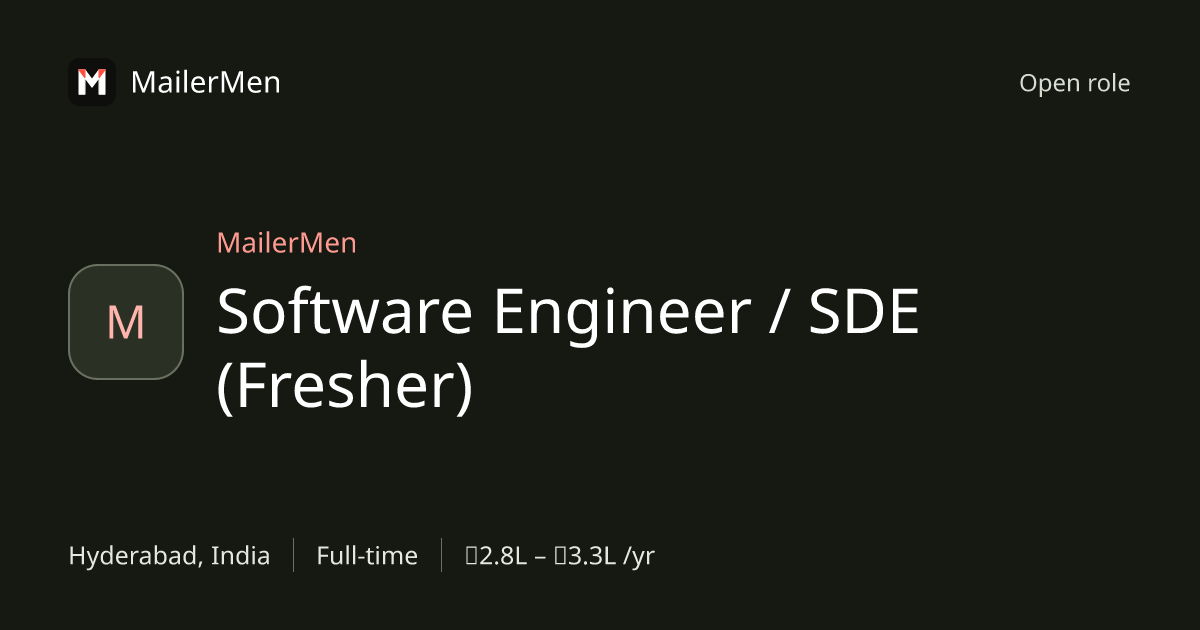Software Engineer / SDE (Fresher) at MailerMen | MailerMen